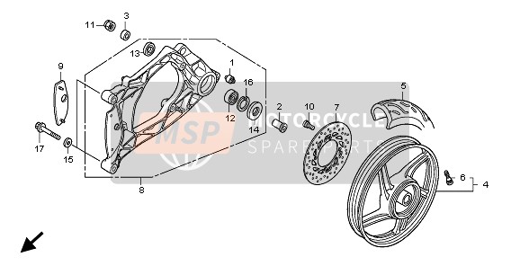 Honda SH150 2011 REAR WHEEL & SWINGARM for a 2011 Honda SH150